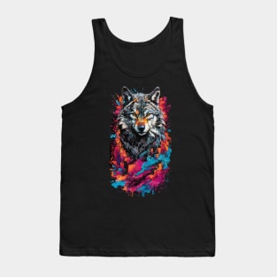 Colorful Angry Wolf Tank Top